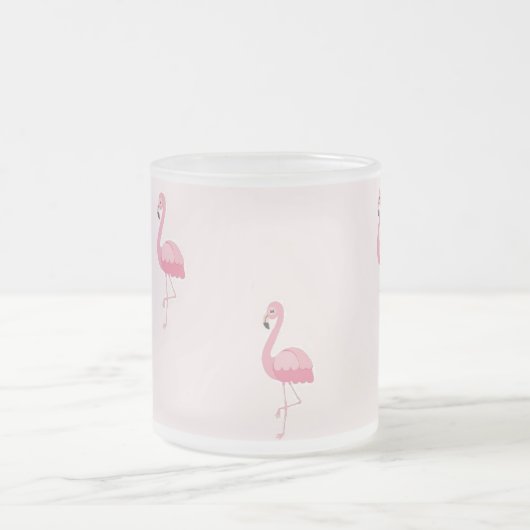 Roze staande flamingo matglas koffiemok (Center)