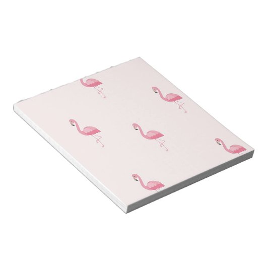 Roze staande flamingo notitieblok (Schuin)