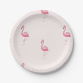 Roze staande flamingo papieren bordje (Voorkant)