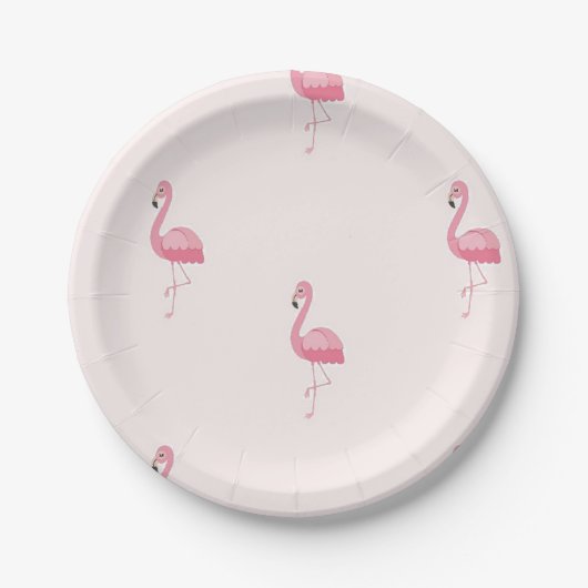 Roze staande flamingo papieren bordje (Voorkant)