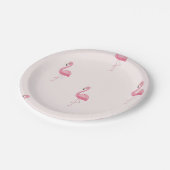Roze staande flamingo papieren bordje (Gekanteld)