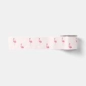 Roze staande flamingo satijnen lint (Voorkant)