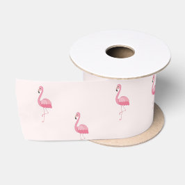 Roze staande flamingo satijnen lint