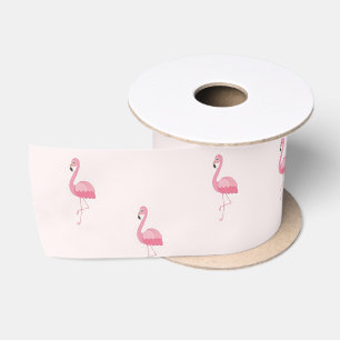 Roze staande flamingo satijnen lint