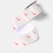 Roze staande flamingo satijnen lint (Achterkant)