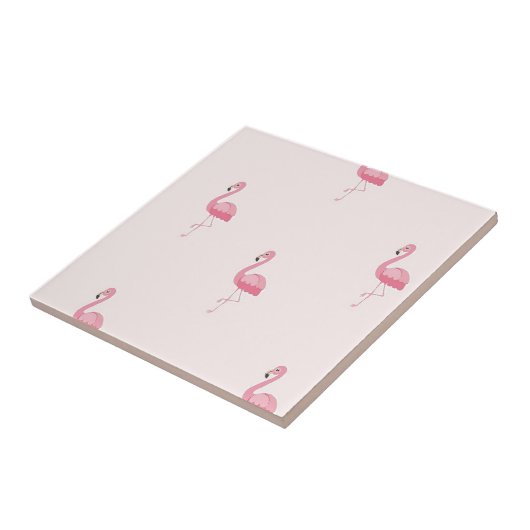 Roze staande flamingo tegeltje (Zijkant)