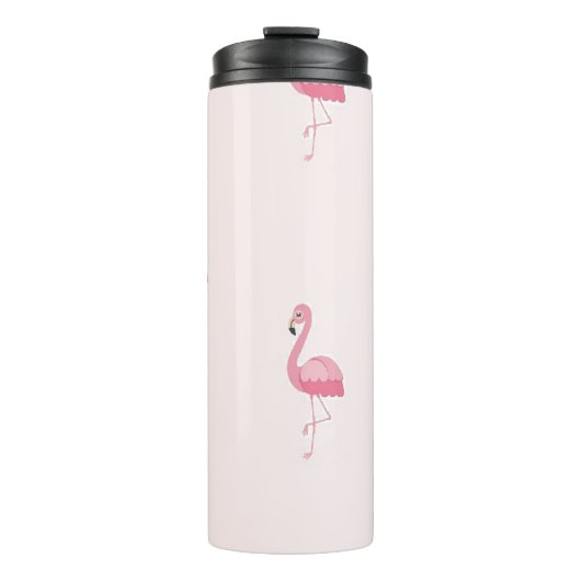 Roze staande flamingo thermosbeker (Voorkant)