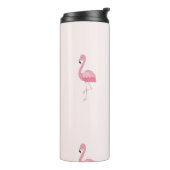 Roze staande flamingo thermosbeker (Gedraaid links)