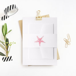 Roze staarten, buikband, strand bruiloft uitnodigingen wikkel