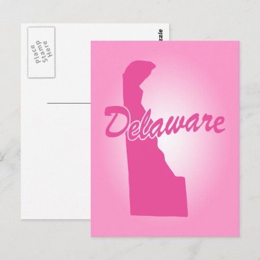 Roze staat Delaware Briefkaart (Voorkant / Achterkant)