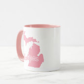 Roze staat Michigan Shape Mok (Voorkant links)