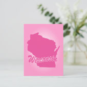 Roze staat Wisconsin Briefkaart (Staand voorkant)