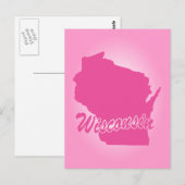 Roze staat Wisconsin Briefkaart (Voorkant / Achterkant)