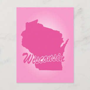 Roze staat Wisconsin Briefkaart