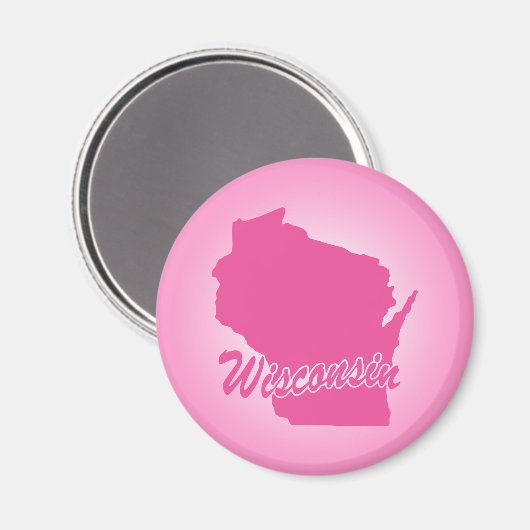 Roze staat Wisconsin Magnet (Voorkant / Achterkant)