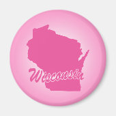 Roze staat Wisconsin Magnet (Voorkant)