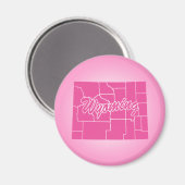 Roze Staat Wyoming Magnet (Voorkant / Achterkant)