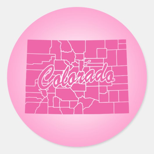 Roze staatscolorado Classic Round Sticker (Voorkant)