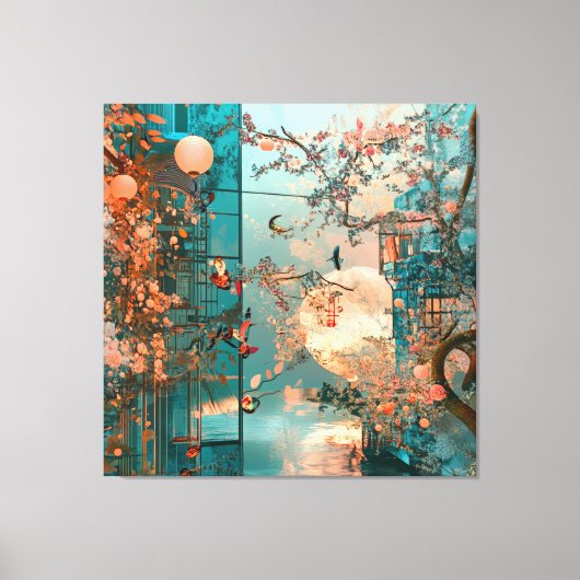 Roze Stad 2 Canvas Afdruk (Voorkant)