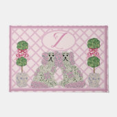 Roze Staffordshire Dogs Topiary Rozen Deurmat (Voorkant)