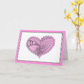 Roze Stakel Doodle Hart Kaart (Gele Bloem)