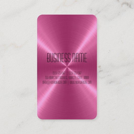 Roze stalen metaal visitekaartje (Achterkant)