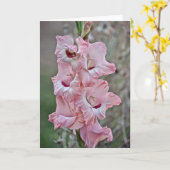 Roze Stalk Gladiolus Flowers Note Kaart (Gele Bloem)