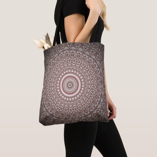 Roze stamstijl Mandala Design Tote Bag (Dichtbij)