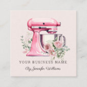 Roze Stand Mixer Bakkerij Review Verzoek Vierkante Visitekaartje (Voorkant)