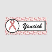 Roze standaard lintje door Kenneth Yoncich Naamplaatje (Voorkant)