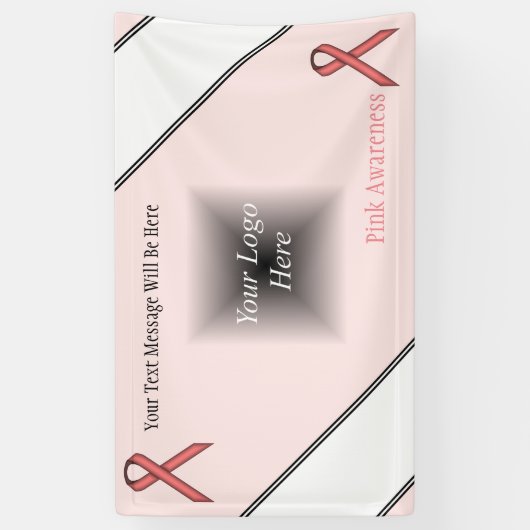 Roze standaardlint spandoek (Verticaal)