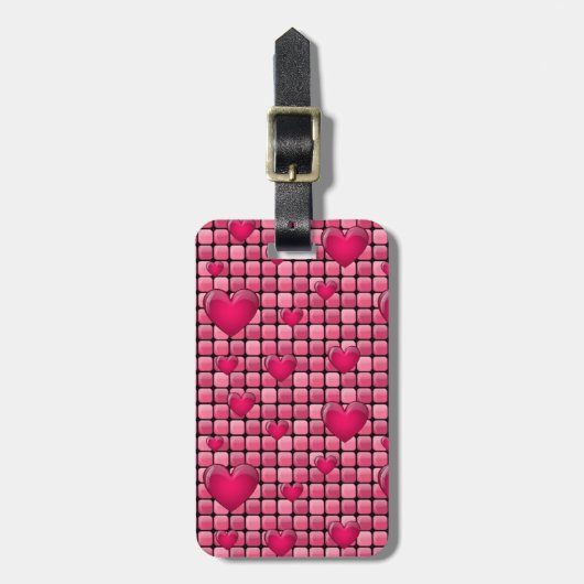 Roze stapel met hart bagagelabel (Voorkant verticaal)