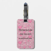 Roze stapel met hart bagagelabel (Achterkant verticaal)