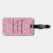 Roze stapel met hart bagagelabel (Achterkant horizontaal)