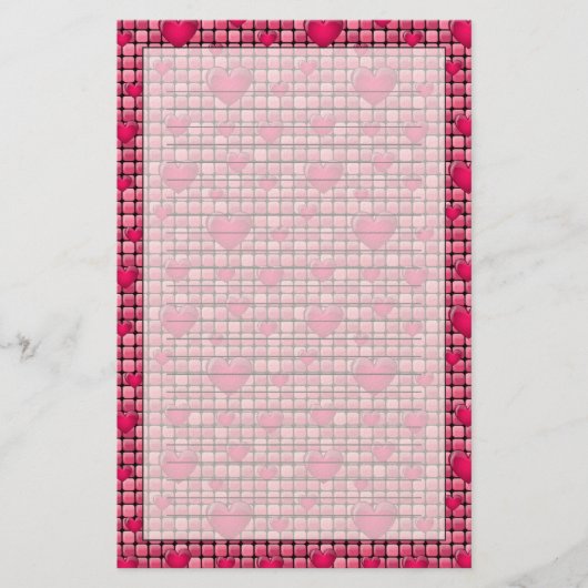 Roze stapel met hart briefpapier (Voorkant)