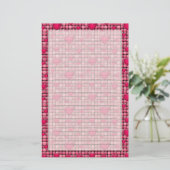 Roze stapel met hart briefpapier (Staand voorkant)