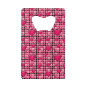 Roze stapel met hart creditkaart flessenopener