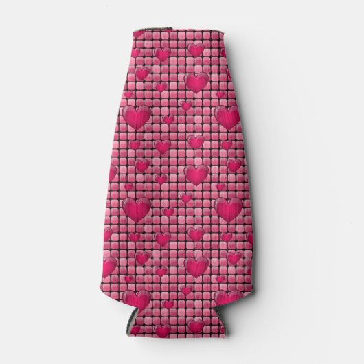 Roze stapel met hart flesjeskoeler (Voorkant)