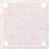 Roze stapel met hart glazen onderzetter (Achterkant)