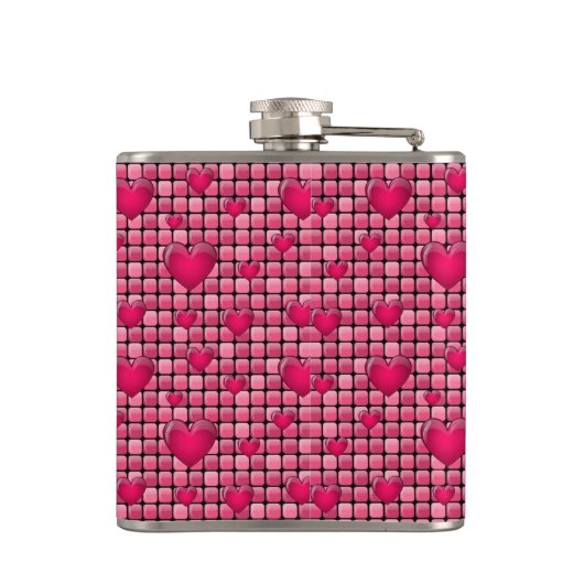 Roze stapel met hart heupfles (Achterkant)