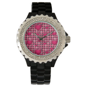 Roze stapel met hart horloge