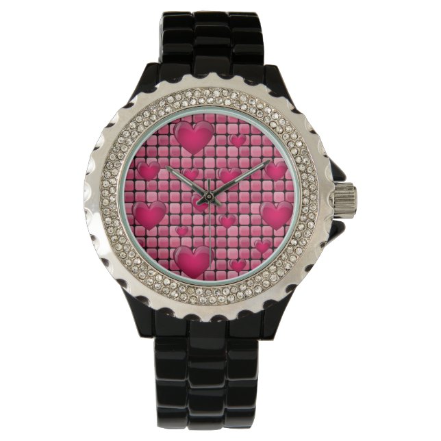 Roze stapel met hart horloge (Voorkant)