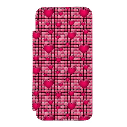 Roze stapel met hart incipio iPhone portemonnee hoesje (Voorkant Agenda)