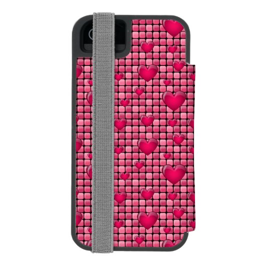 Roze stapel met hart incipio iPhone portemonnee hoesje (Agenda Achterkant)