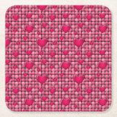 Roze stapel met hart kartonnen onderzetters (Voorkant)