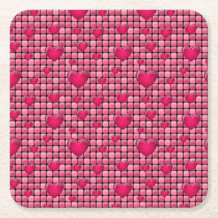 Roze stapel met hart kartonnen onderzetters