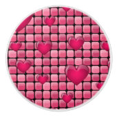 Roze stapel met hart keramische knop (Voorkant)