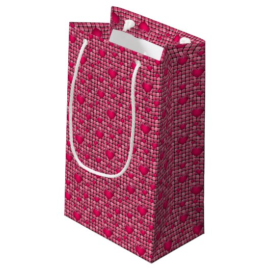 Roze stapel met hart klein cadeauzakje (Achterkant Gekanteld)