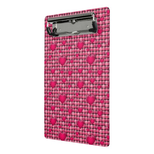 Roze stapel met hart mini klembord (Angled2)