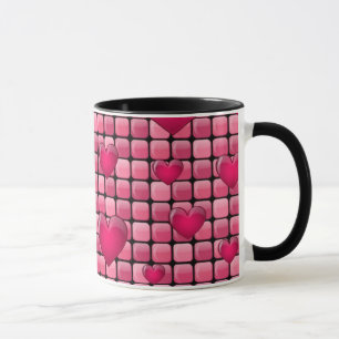 Roze stapel met hart mok